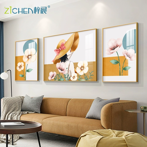 Гостиная декоративная живопись легкая роскошная атмосферная диван фоновая стена настенные картины