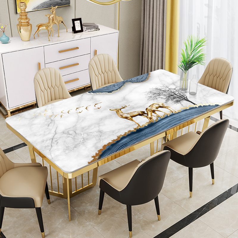 TPU odorless leather tablecloth Nordic light luxury waterproof anti-oil no-wash anti-hot table coffee table mat high-end net red