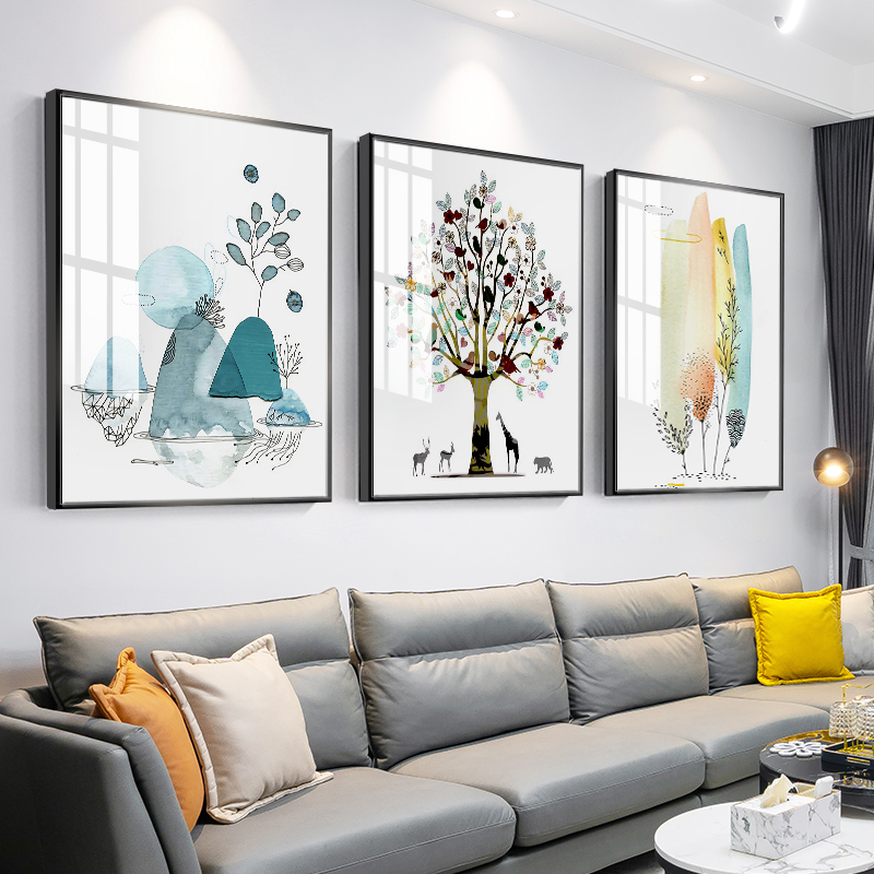 Living room decoration painting minimal modern style sofa background wall decoration picture restaurantNordic wind atmosphere hanging painting murals