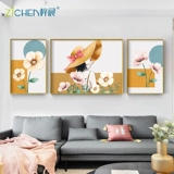 Гостиная декоративная живопись легкая роскошная атмосферная диван фоновая стена настенные картины