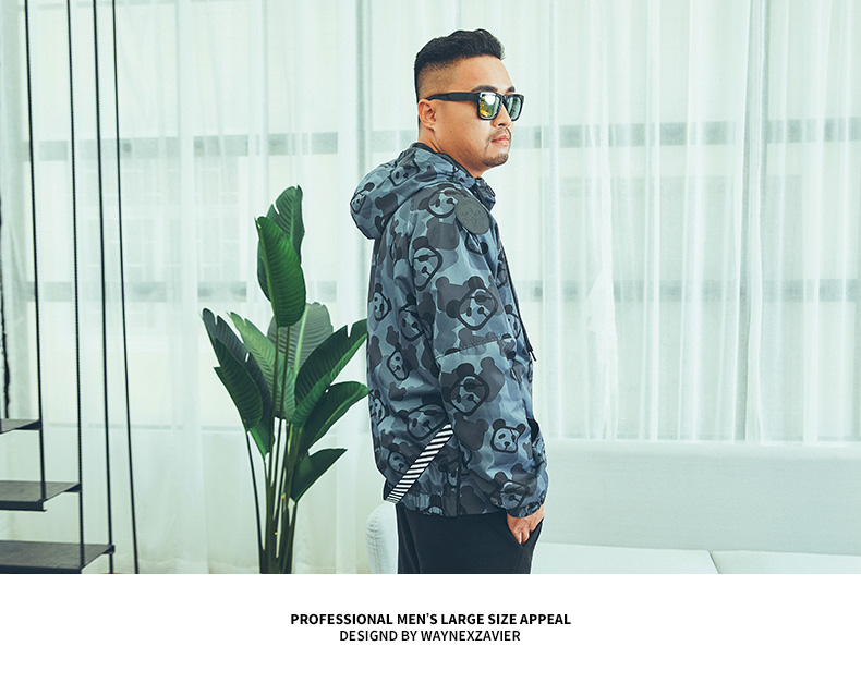 Wayne Xavier thủy triều thương hiệu xuân hè cộng với phân bón XL nam béo thời trang áo khoác gió giản dị áo gió đẹp