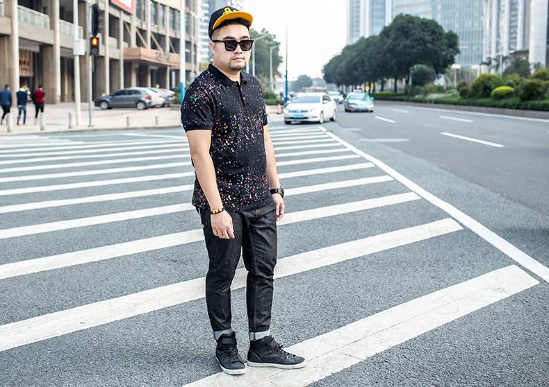 Quần áo nam Wayne Xavier cỡ lớn cộng với phân bón để tăng chất béo thương hiệu POLO co giãn áo thun ngắn tay thoải mái 3406 áo có cổ
