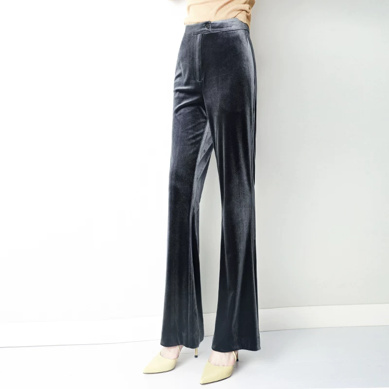 Осенние бархатные расклешенные брюки для отдыха, новая коллекция, slim fit
