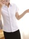 职业衬衫女短袖修身收腰白衣免商务正装竖纹工作气质宽松大码胖MM