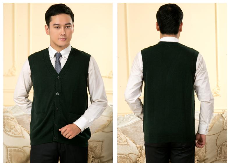 Trung niên và người đàn ông cũ của cashmere vest mở áo len vest mùa xuân và mùa thu áo len mỏng vest đan cardigan kích thước lớn