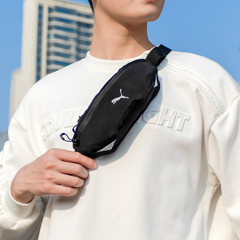 Lucky Leaf|PUMA Puma Sports Waist Bag Men's and Women's Bag Crossbody Cycling Chest Bag Outdoor Black Bag 078213