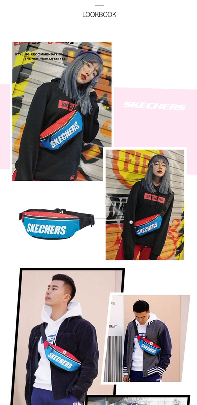 Skechers túi nam và túi nữ mới logo lớn túi thể thao thời trang túi đeo vai giản dị chạy túi đeo lưng túi đeo chéo - Túi