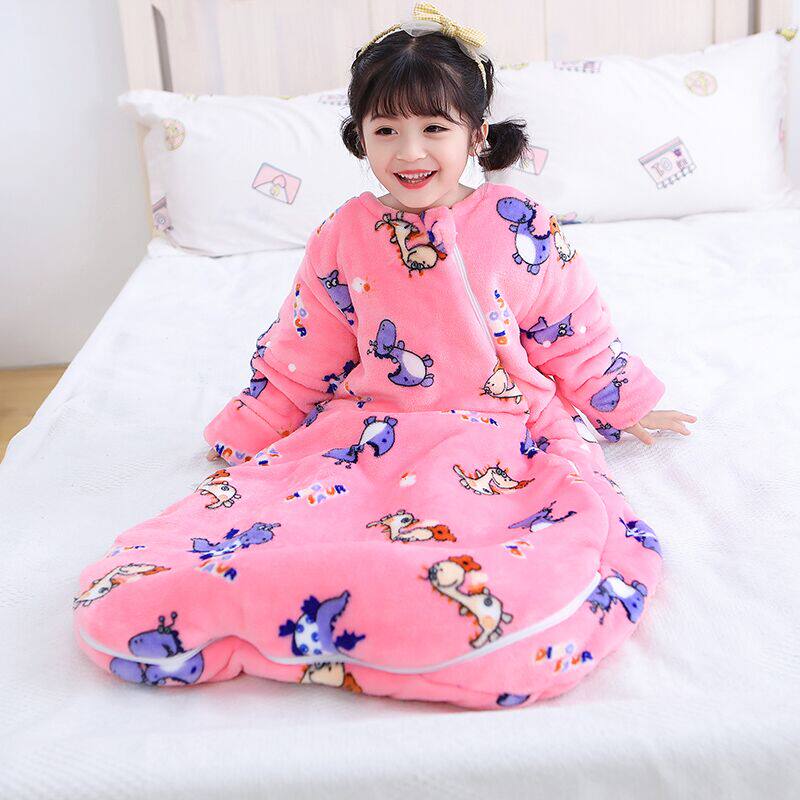 Baby sleeping bag winter thickened girl child middle child baby anti-kick quilt artifact spring and autumn winter