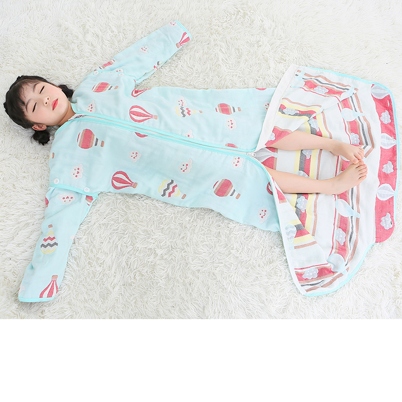 Pure cotton gauze baby children sleeping bags summer spring and autumn summer light thin summer mode in large child kick-quilt artificial