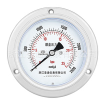 New YE100ZT diaphragm pressure gauge axial edged stainless steel shell micro-pressure back-connected flange panel installation 60K