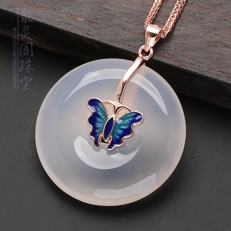 Safety buckle accessories DIY925 sterling silver belt head pendant buckle gold-plated clip jade buckle emerald belt head beeswax buckle