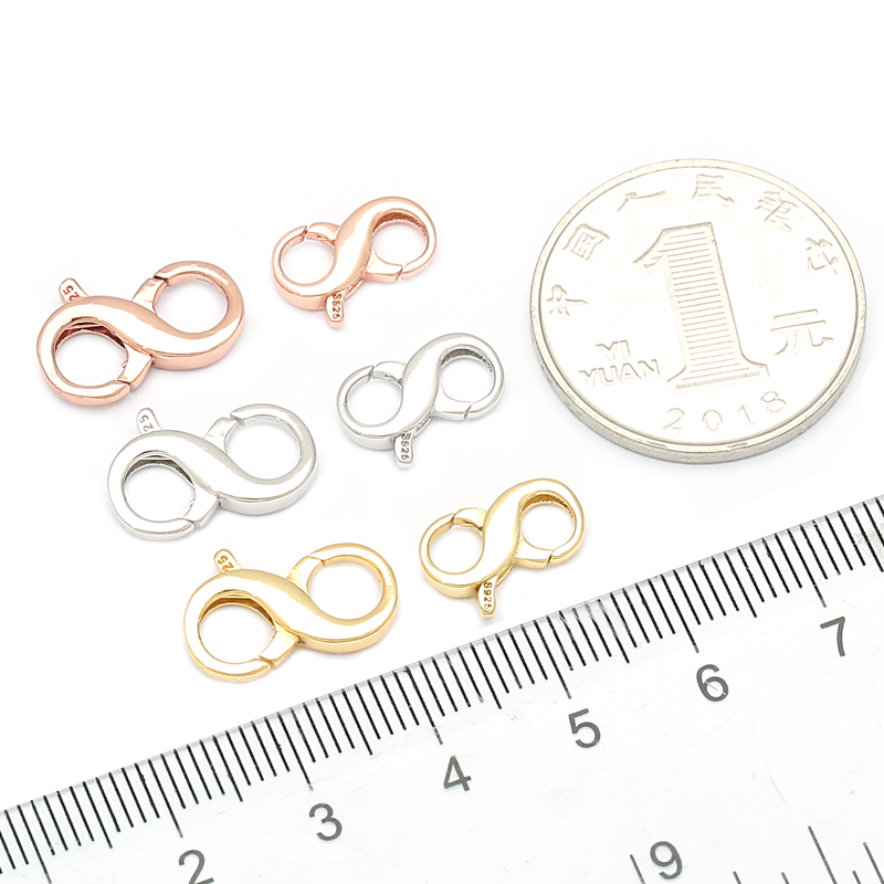 S925 silver buckle hand-made necklace joint silver buckle sub connection buckle opening ring DIY accessories double head open button 8 word button