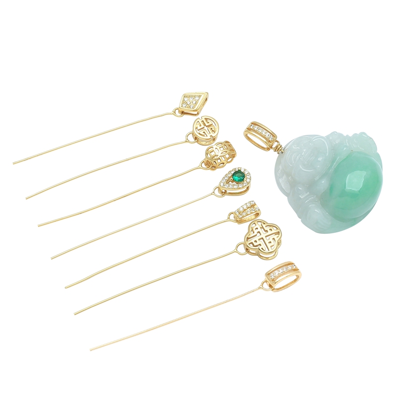 Pendant buckle jade buckle oblique pin buckle S925 sterling silver DIY accessories jade jade Buddha Guanyin oblique hole special I7