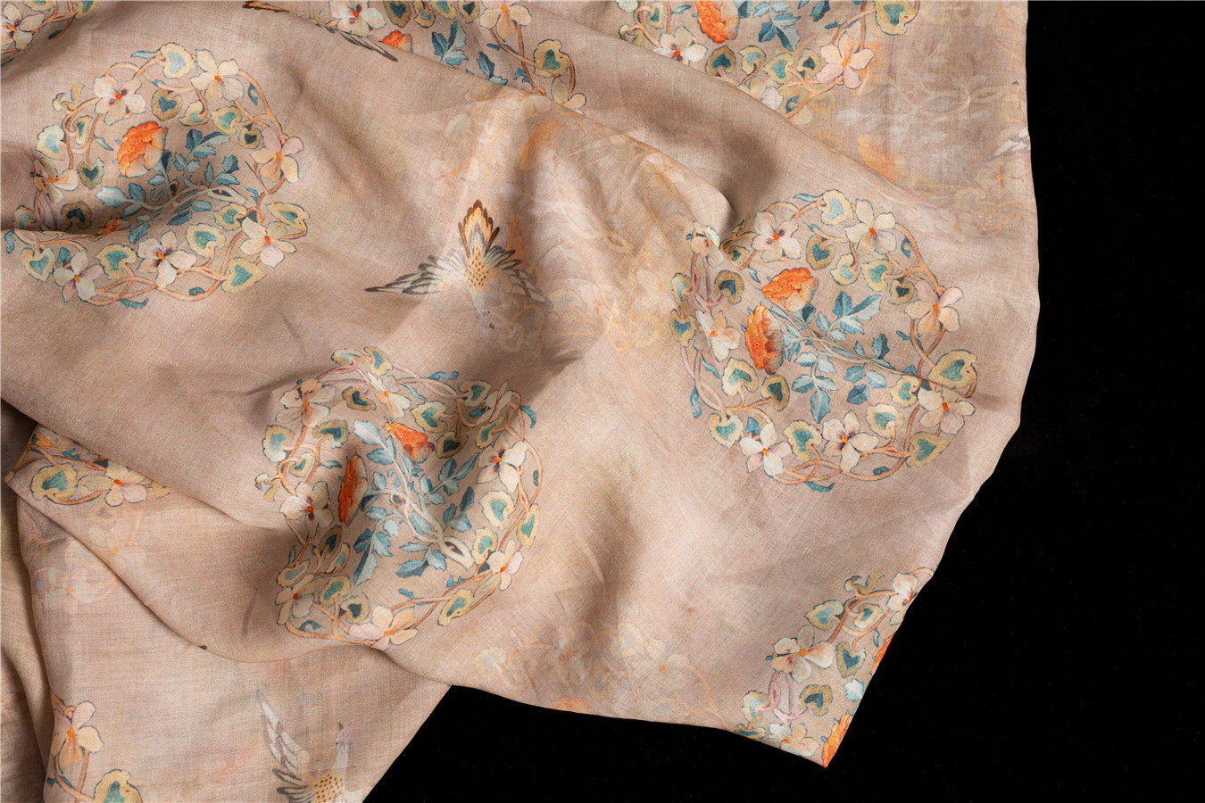 Summer 40% off order fabric, hemp digital printing fabric, dress, robe fabric, yellow flower A2