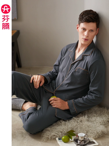 Хлопковая демисезонная пижама, мужской демисезонный лонгслив, комплект, большой размер