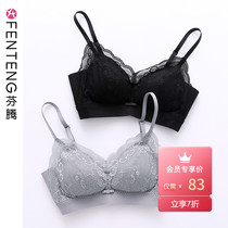 Fenten no steel ring bra female summer thin collection sexy lace ladies underwear big chest small adjustment bra