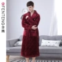 Fenteng đồ ngủ nam san hô nhung bông mùa thu và mùa đông dài đoạn áo choàng đơn giản màu sắc áo ngủ nam phục vụ nhà ấm áp đồ ngủ hình thú