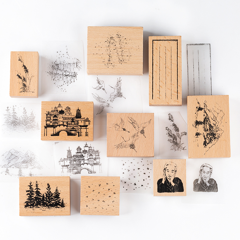 ENO Xueguo series seal Snow Mountain Sendai Xianghe Pine Forest Ancient All Architectural Diy Student Handbill Decoration Tool Seal