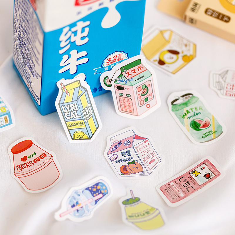 Leisure summer time series boxed stickers small fresh girl heart fruit drink hand account seal small stickers
