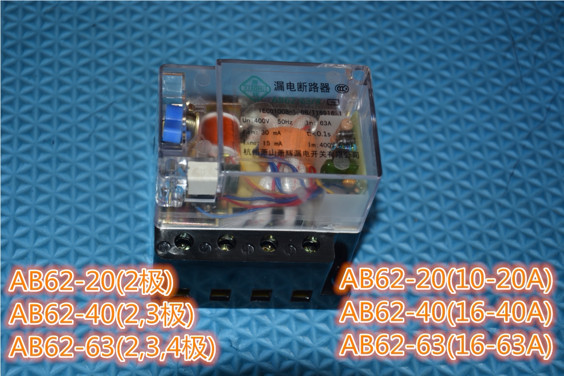 Manufacturer direct sales Hangzhou Xiaoshan earth leakage AB62 series AB62-63 2 electronic earth leakage protection breaker 2P