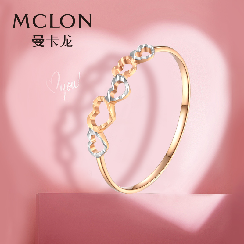 Mancaron lovers heart color gold ring female 18k rose gold heart type k gold tail ring small ring