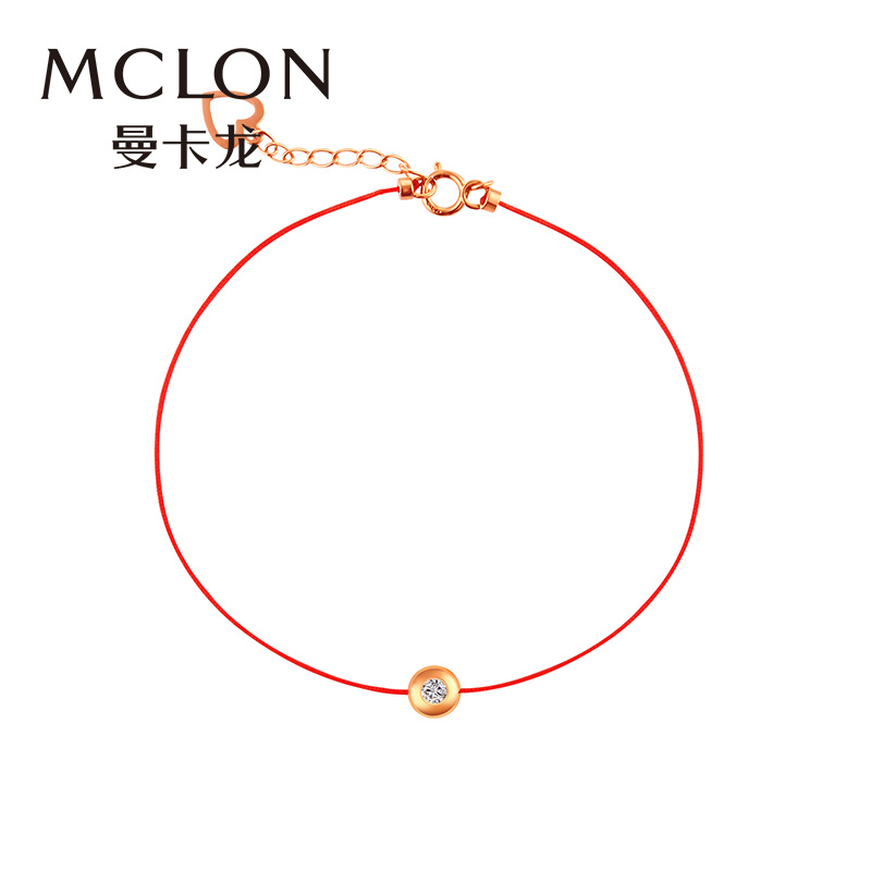 Yuan Ding simple fashion women's 18K color gold bracelet Rose gold bracelet Women's red rope Korean version chic diamond bracelet