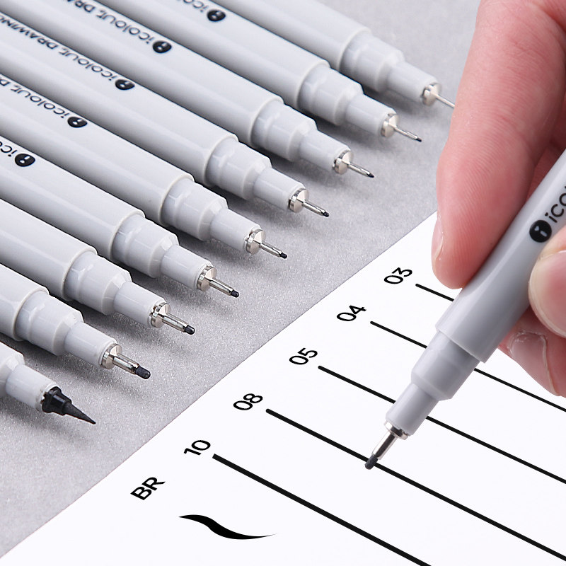 icolour Aikale needle tube pen drawing pen hook line pen architectural landscape design drawing pen drawing pen waterproof animation cartoon hand-painted student special black stroke line sketch pen set