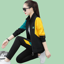 Spring and autumn new fashion style color three-piece loose sportswear casual set running fitness Womens tide