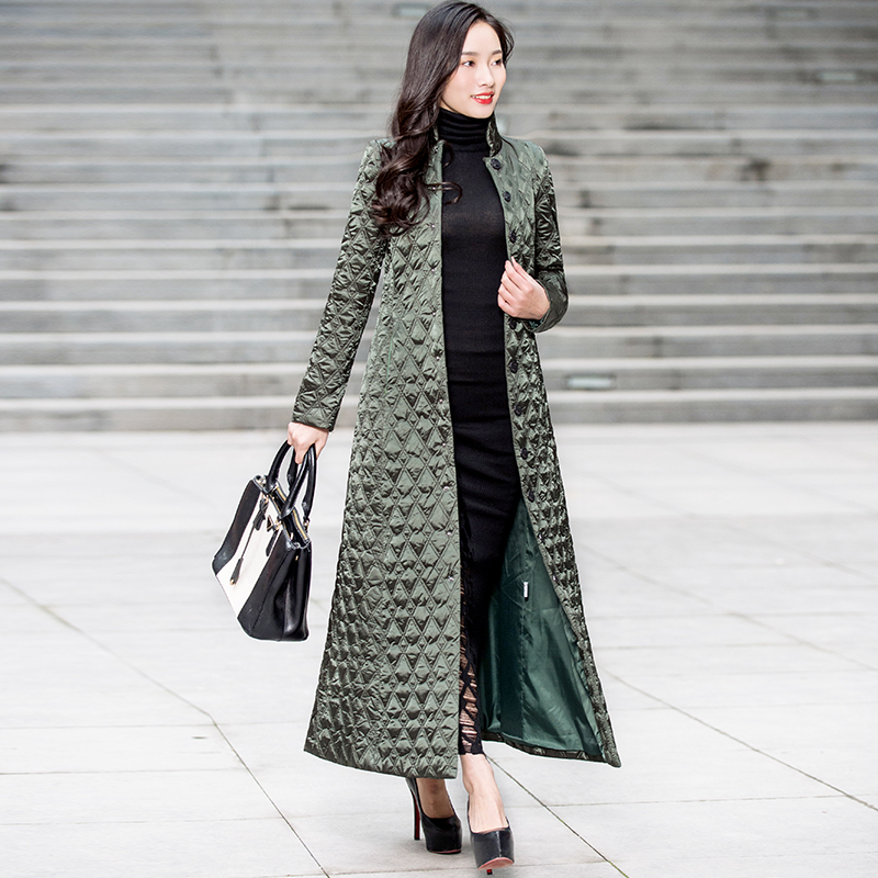 Difranchi phụ nữ bông len Hàn Quốc phiên bản của chương trình cơ thể mỏng dài quá đầu gối áo khoác mùa đông dọc khí bông quần áo
