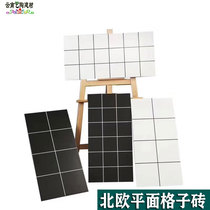 Nordic black white plaid tile kitchen bathroom simple lines bright matte interior wall small bread brick 300600