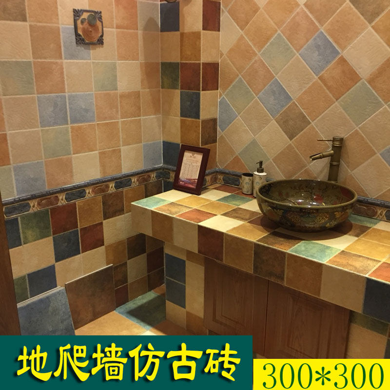 American Countryside Land Climbing Wall 3D Inkjet Tiles Mediterranean Kitchen Make-up Room Wall Non-slip Floor Tiles Imitation Ancient Brick 300