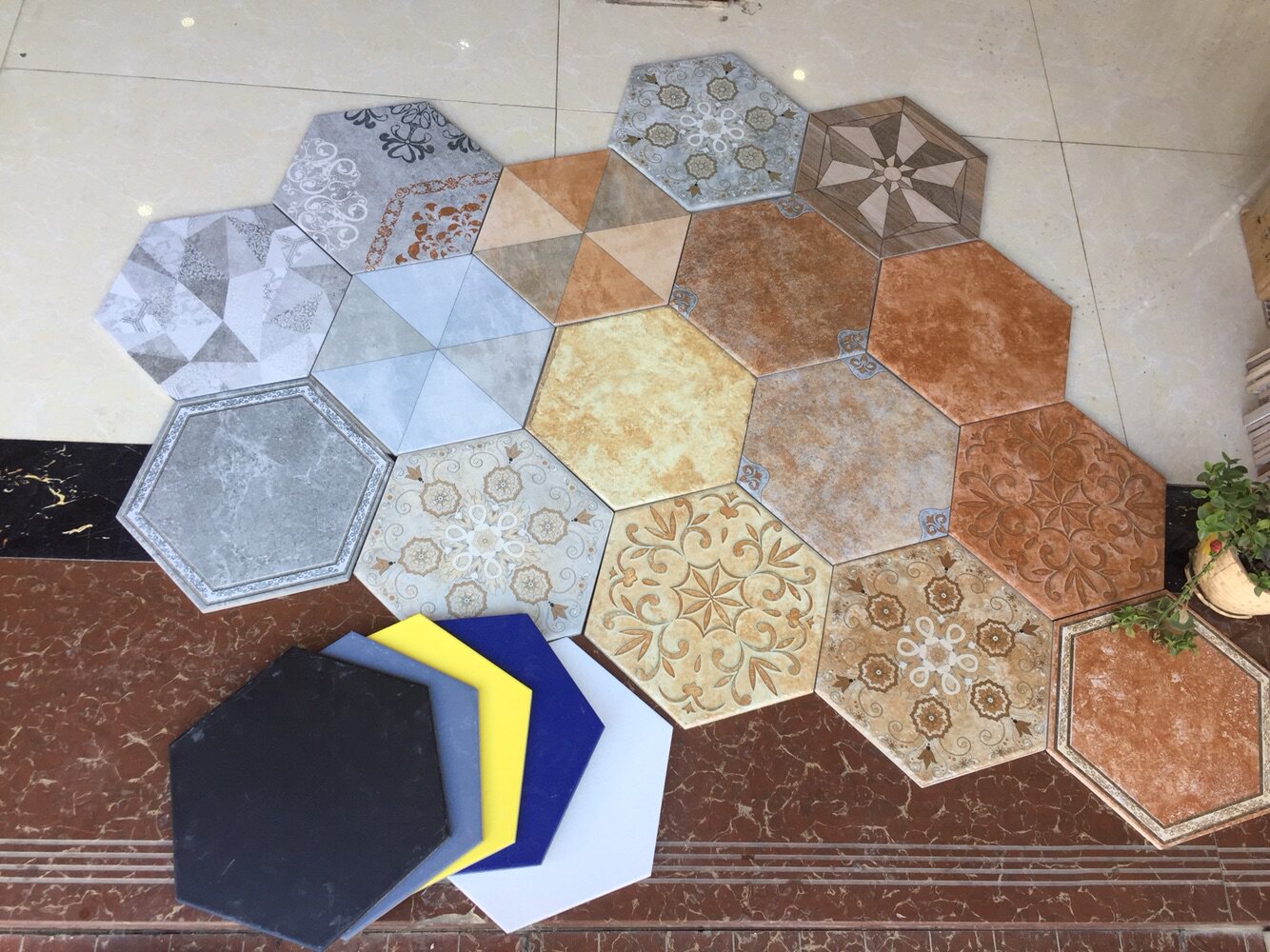 Cement Hexagonal Parquet Brick Kitchen Guard Balcony Anti-Slip Floor Tile Dining Room Bar Floor Tile Wall Brick Background Wall 285 285 X 330