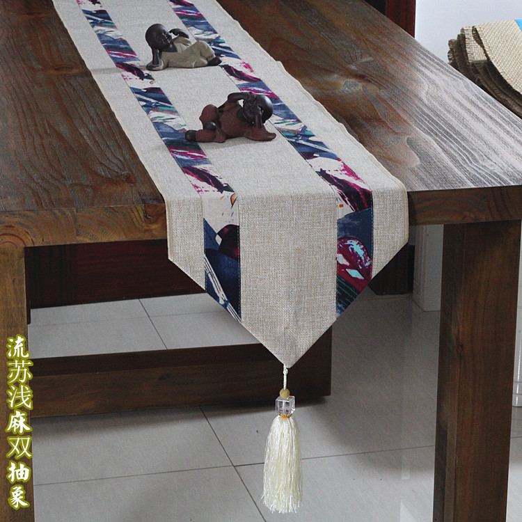 Narrow Table Flag Cotton Linen Color Cloth Art Tea Flag Tip Triangle Pendant Tea Mat Flow Sutea Table Cloth Tea Table Cloth Tea Mat Cloth