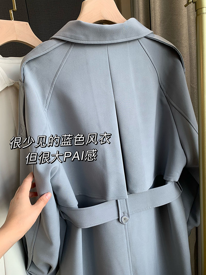 Brick cabinet-level texture high-end atmospheric British style tie waist mid-length coat windbreaker women's spring 2022