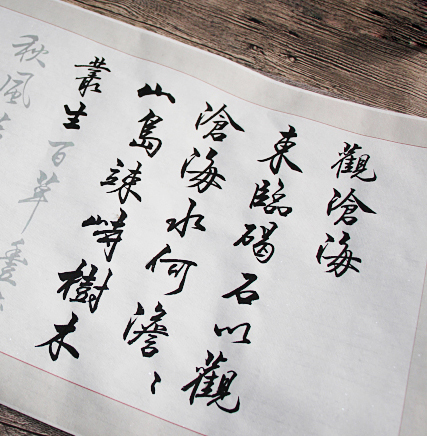 Exquisite running calligraphy poems 4 free-mounted tracing red rice paper brush copybook handsome calligraphy decoration study twice
