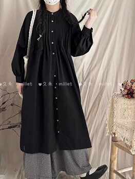 Accordion pleated gauze card cotton windbreaker single-breasted jacket