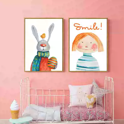 Cartoon decorative painting hipster Nordic living room framed painting modern creative children's room hanging painting dining room simple mural