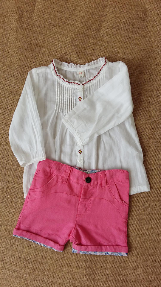 Chemise fille à manche longue en lin - Ref 2084572 Image 9