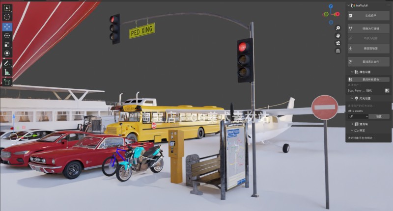 图片[4]-Blender插件Traffiq汽车飞机轮船绑定交通工具路牌3D模型预设库-cg男孩