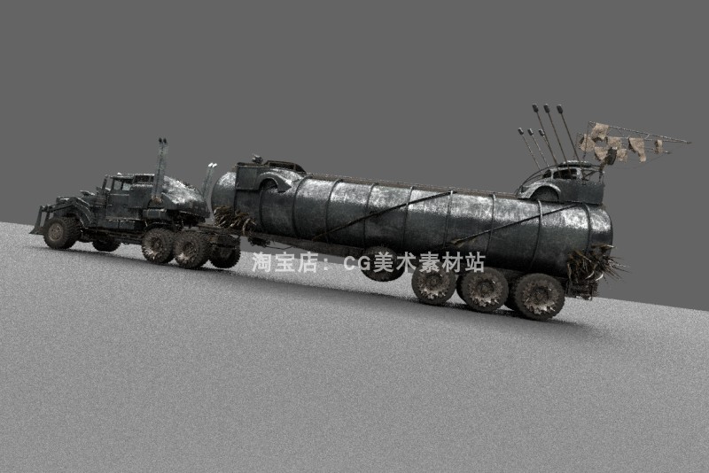 图片[2]-Blender疯狂的麦克斯电影道具末日战车油罐车3D模型素材-cg男孩