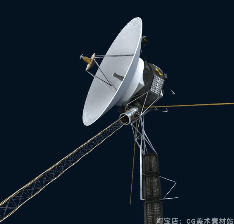 Blender/C4D美国NASA太空宇宙探测器Voyager旅行者号3D模型素材-cg男孩