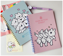 Out of print Japanese genuine popular net red blush rabbit over action horizontal line notebook notepad
