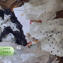 Teenage Girl Sexy Transparent Web Yarn Pants flocking point lace Japanese panties underpants Low waist sweet and beautiful Triangle pants women