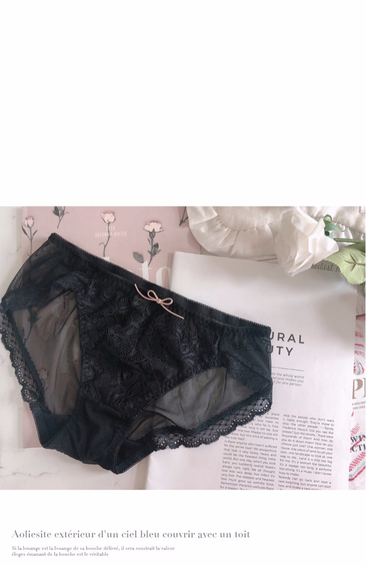 Đồ lót đào mật ong eo thấp đồ lót nữ cảm giác ren nơ bán trong suốt thêu áo khoác nữ bằng vải PK10 quần lót nữ cao cấp