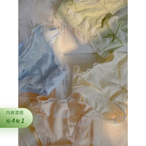 Peach Honey well-behaed soft glutinous Shuffle Tone Dot YARN DAY TYING UNDERPANTS FEMALE LACE SIDE SWEET SILK WITH BUTTERFLY KNOT