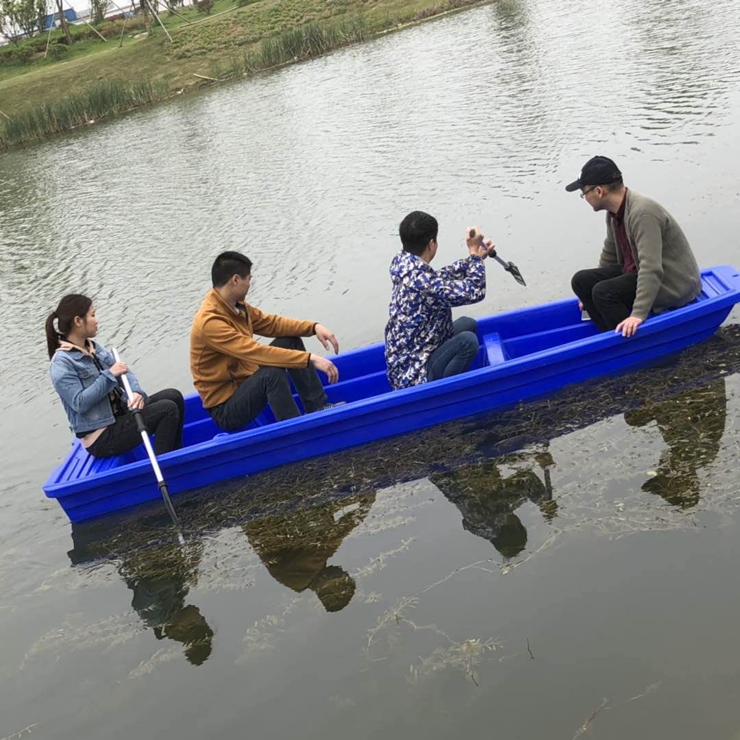 Thickened plastic fishing boat sightseeing double fishing vessel fishery farming boat widening boat sub-boat can be distributed motor