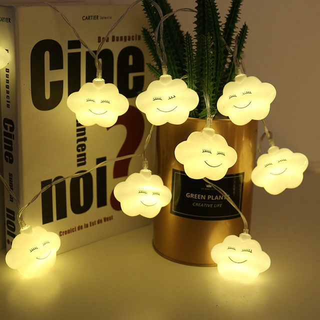 Led smiling face cloud lamp string white cloud light string Children's tent Little night light