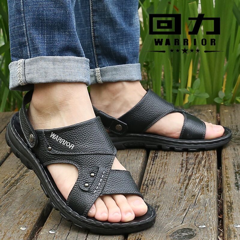 Back Force Summer Sandals Boys Genuine Leather Casual Beach Shoes Trends 2020 New Outwear Dad Dual-use Sandals Men