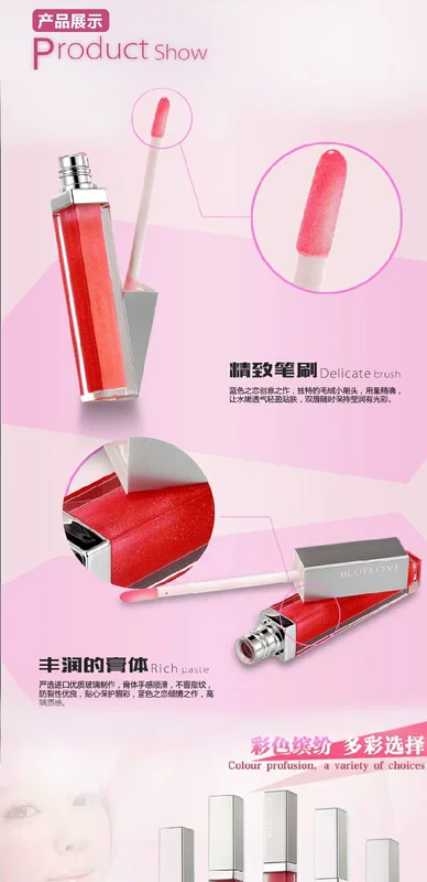 Authentic Hàn Quốc Blue Love Crystal Love Lip Gloss 5g Rõ ràng và dưỡng ẩm Sáng và giữ ẩm tươi sáng - Son bóng / Liquid Rouge