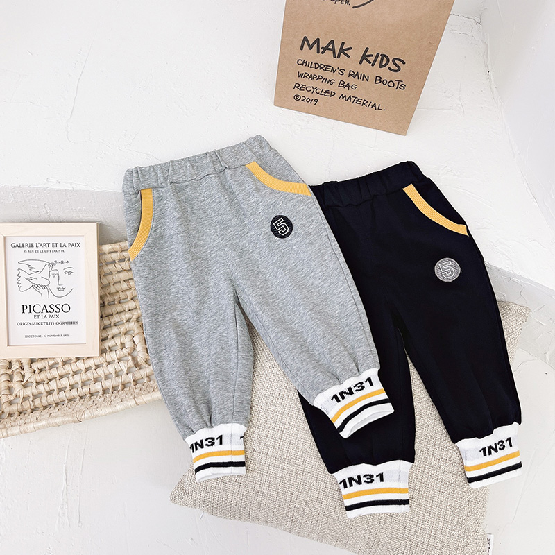 2-8 years old boy baby spring and autumn boy children's foot wide threaded sports pants children's loose all-match casual trousers 3